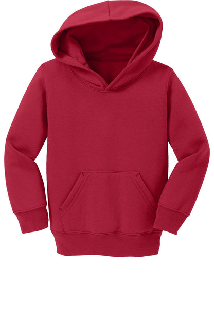Front View of Red Port & Company Toddler Core Fleece Pullover Hooded Sweatshirt. CAR78TH