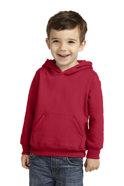 Front View of Red Port & Company Toddler Core Fleece Pullover Hooded Sweatshirt. CAR78TH