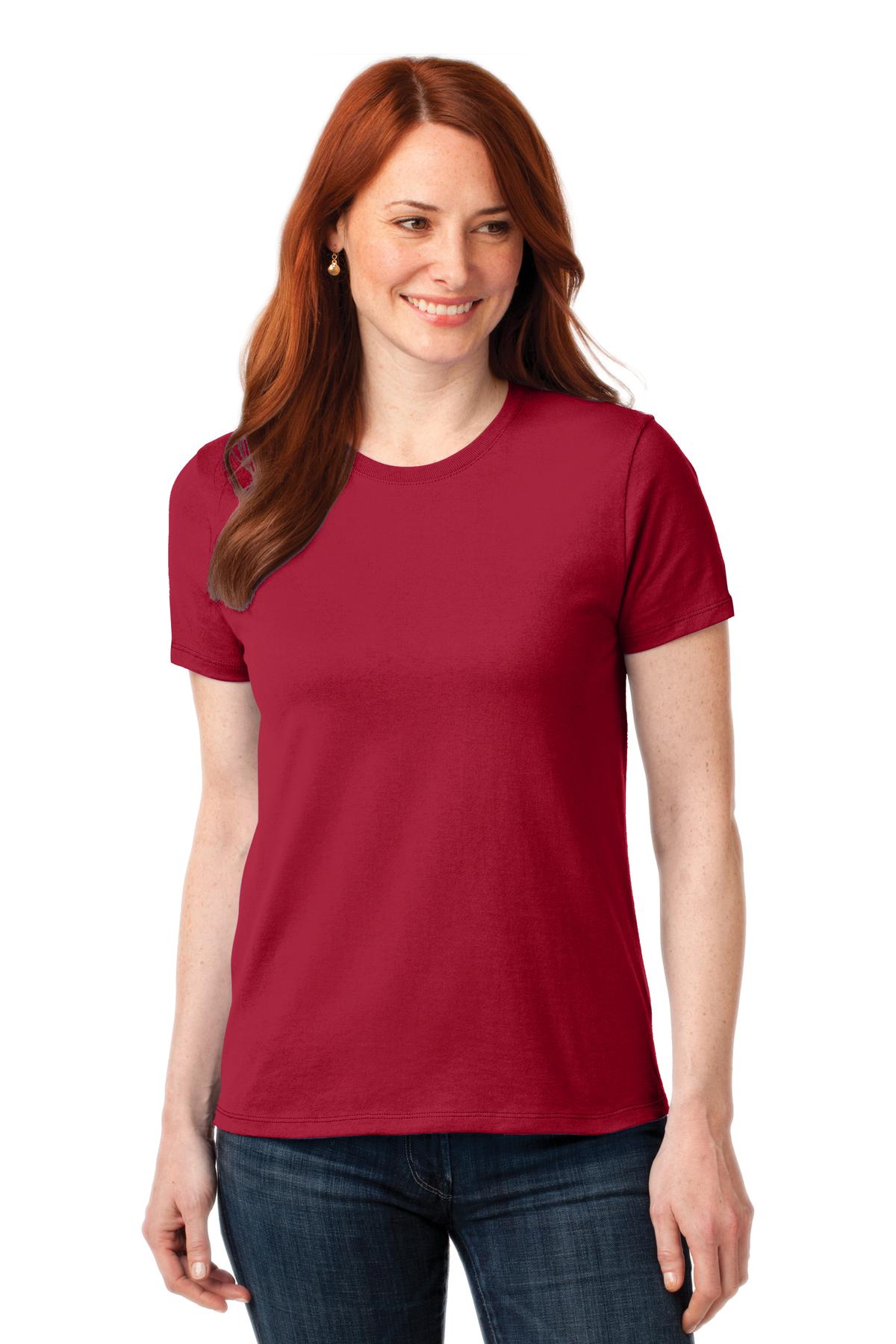 Front View of Red Port & Company Women's Core Blend Tee. LPC55