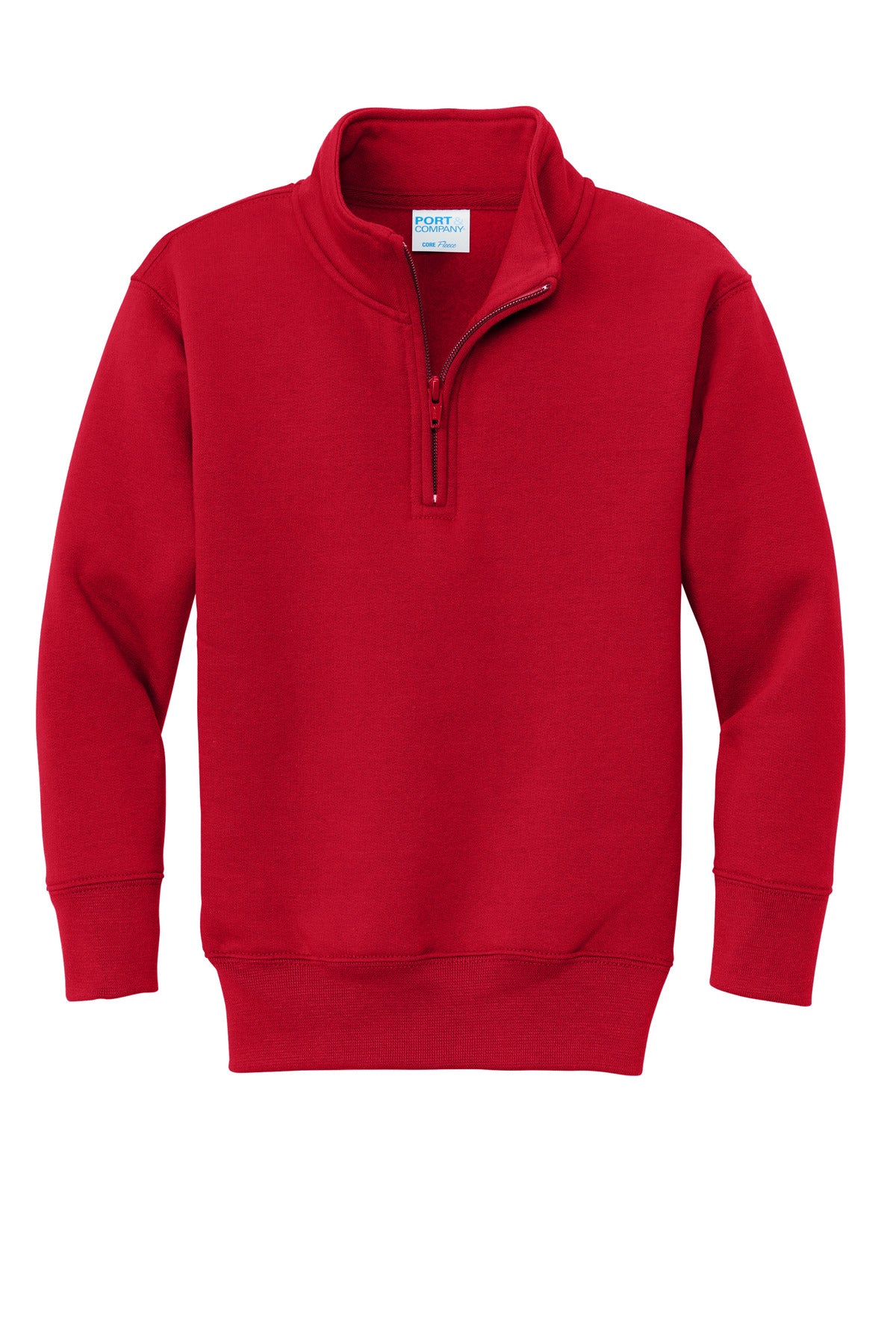 Front View of Red Port & Company Youth Core Fleece 1/4-Zip Pullover Sweatshirt PC78YQ