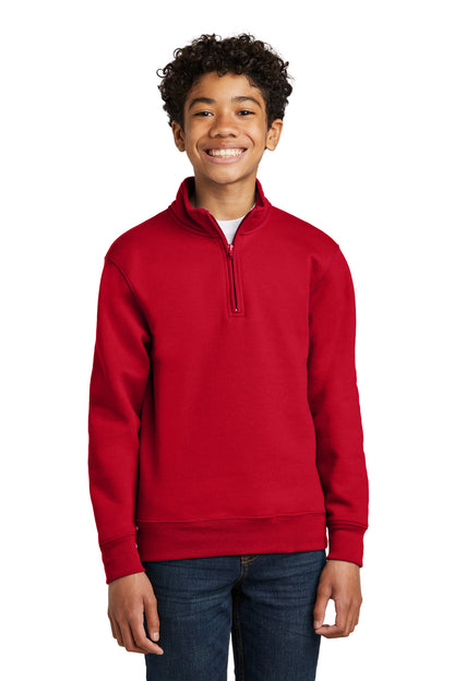 Front View of Red Port & Company Youth Core Fleece 1/4-Zip Pullover Sweatshirt PC78YQ
