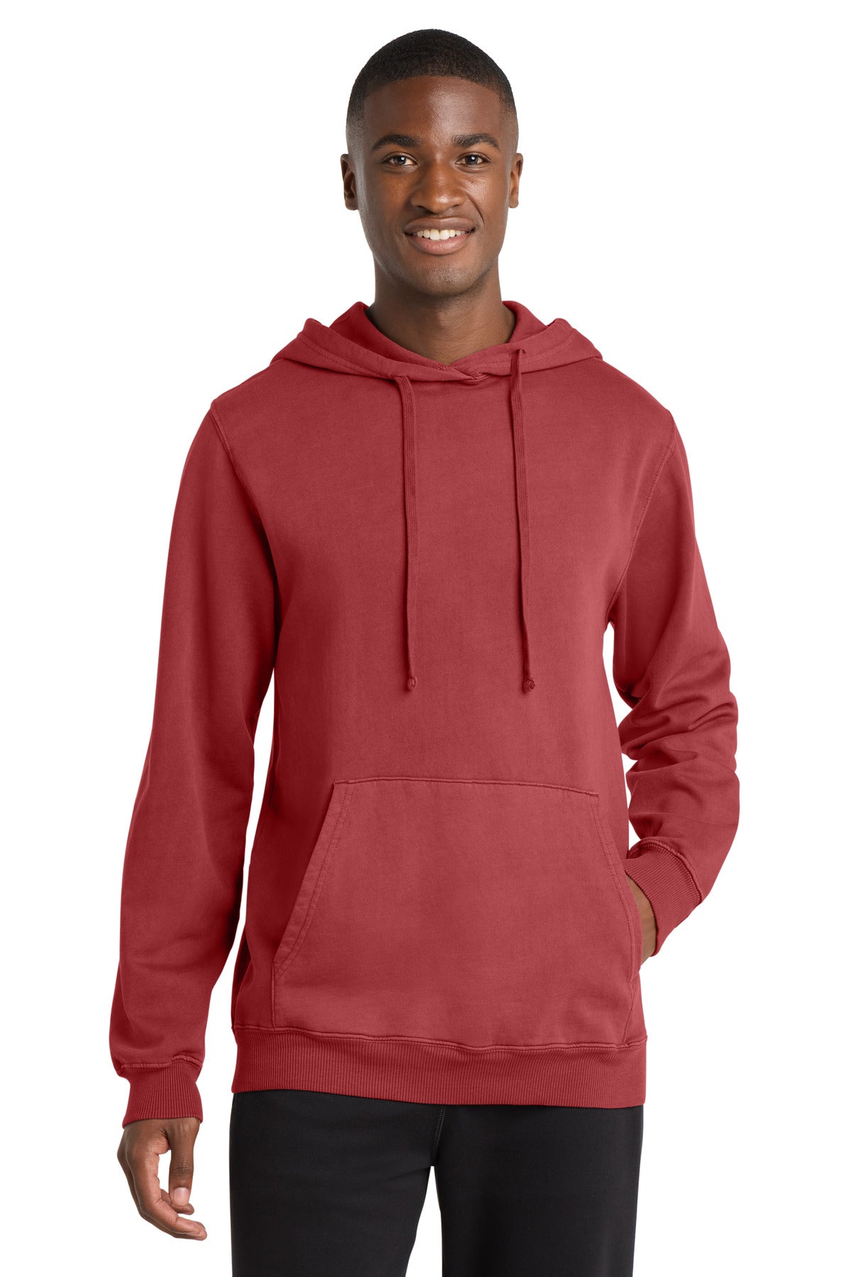 Front View of Redrock Port & Company Beach Wash Garment-Dyed Pullover Hooded Sweatshirt. PC098H