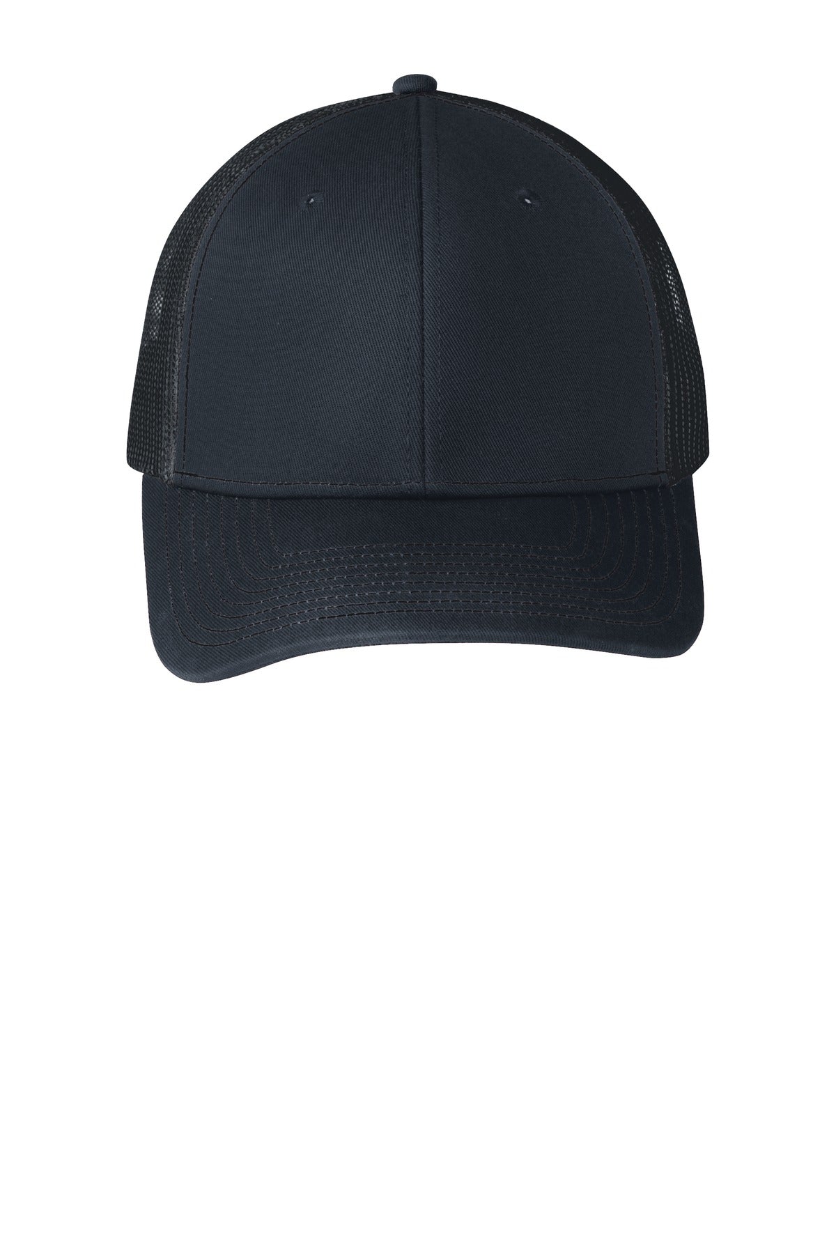 Front View of Rich Navy Port Authority Snapback Trucker Cap. C112