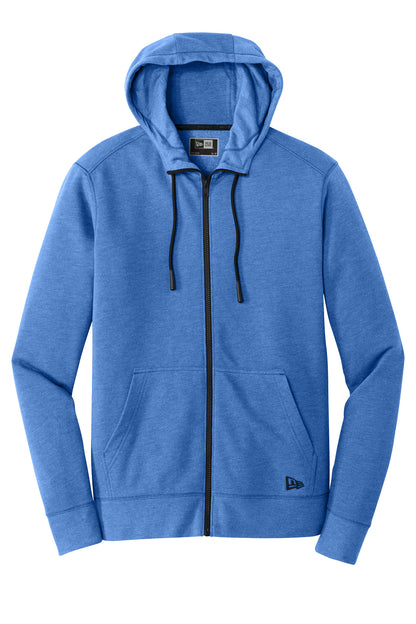 Front View of Royal Heather New Era Tri-Blend Fleece Full-Zip HoodieNEA511