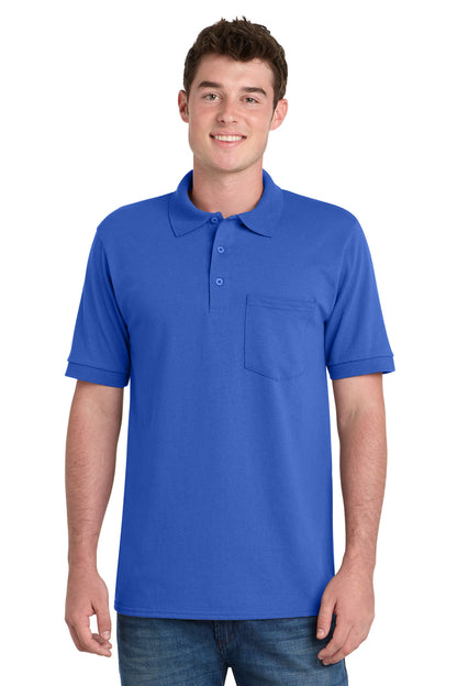 Front View of Royal Port & Company Core Blend Jersey Knit Pocket Polo. KP55P