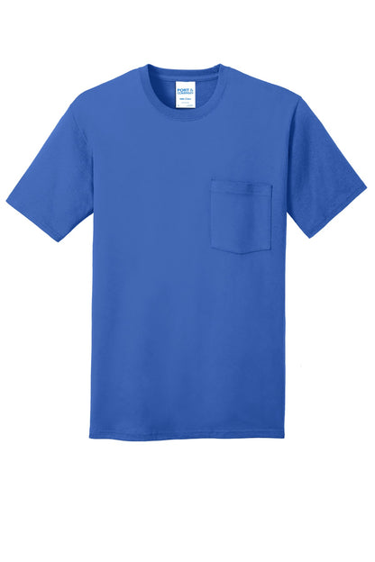 Front View of Royal Port & Company Core Cotton Pocket Tee. PC54P
