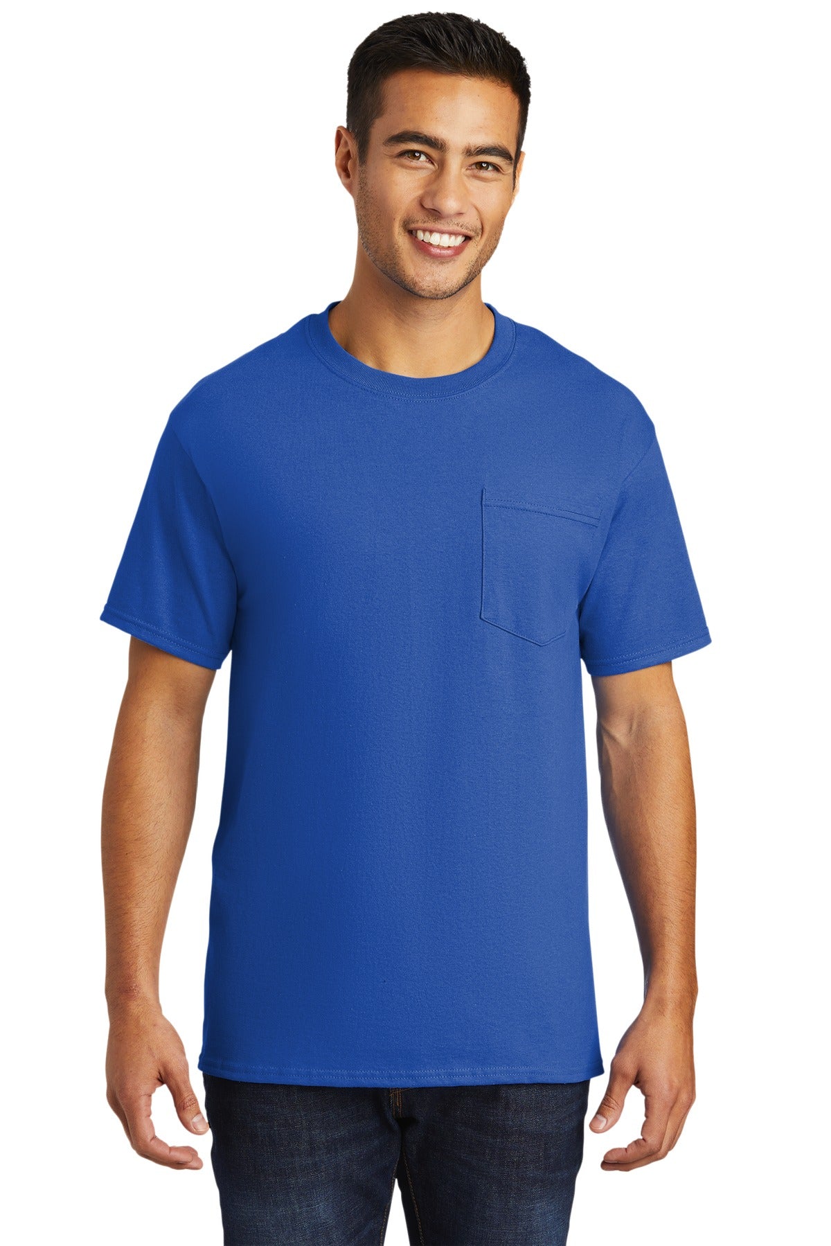 Front View of Royal Port & Company - Tall Essential Pocket Tee. PC61PT