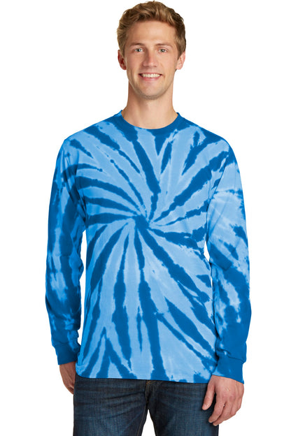 Front View of Royal Port & Company Tie-Dye Long Sleeve Tee. PC147LS