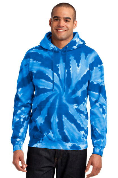 Front View of Royal Port & Company Tie-Dye Pullover Hooded Sweatshirt. PC146