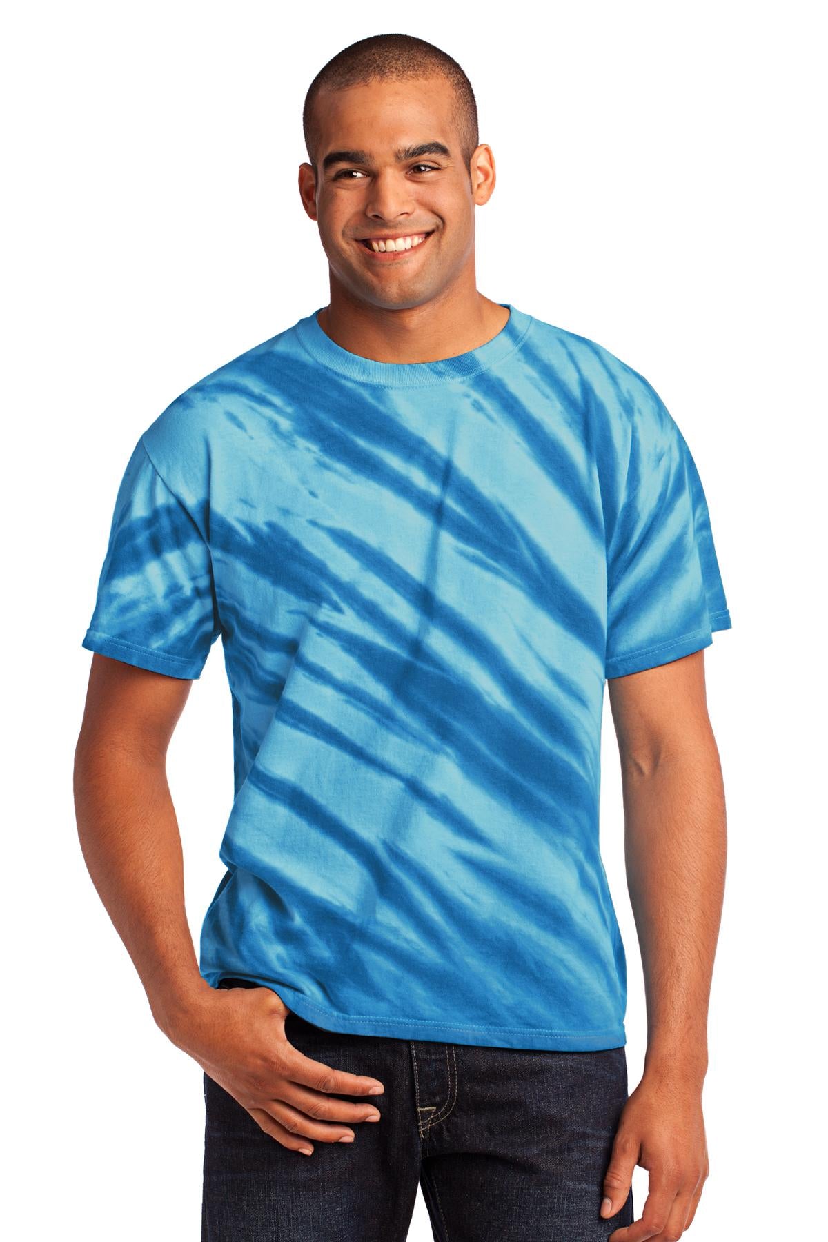 Front View of Royal Port & Company - Tiger Stripe Tie-Dye Tee. PC148