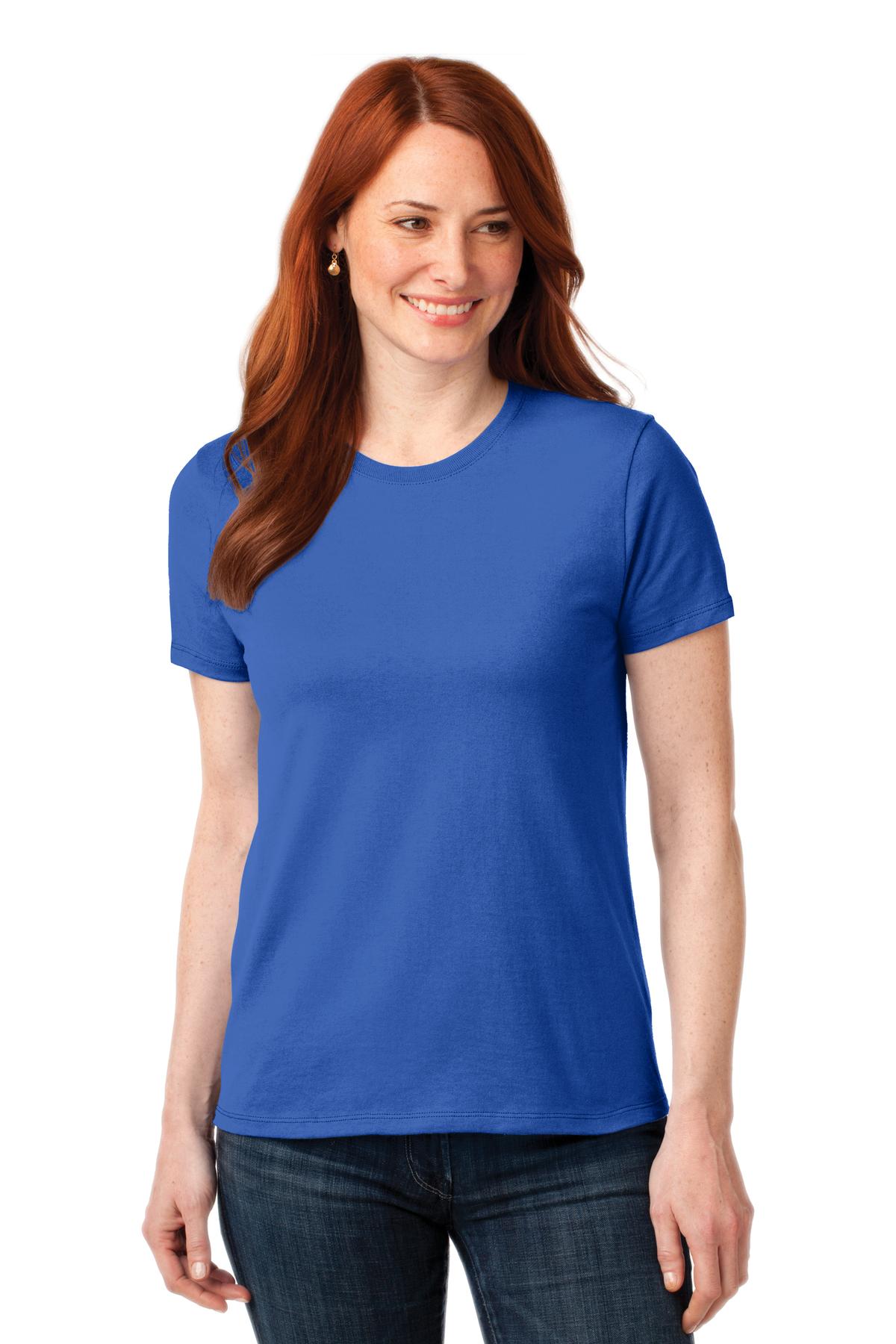 Front View of Royal Port & Company Women's Core Blend Tee. LPC55