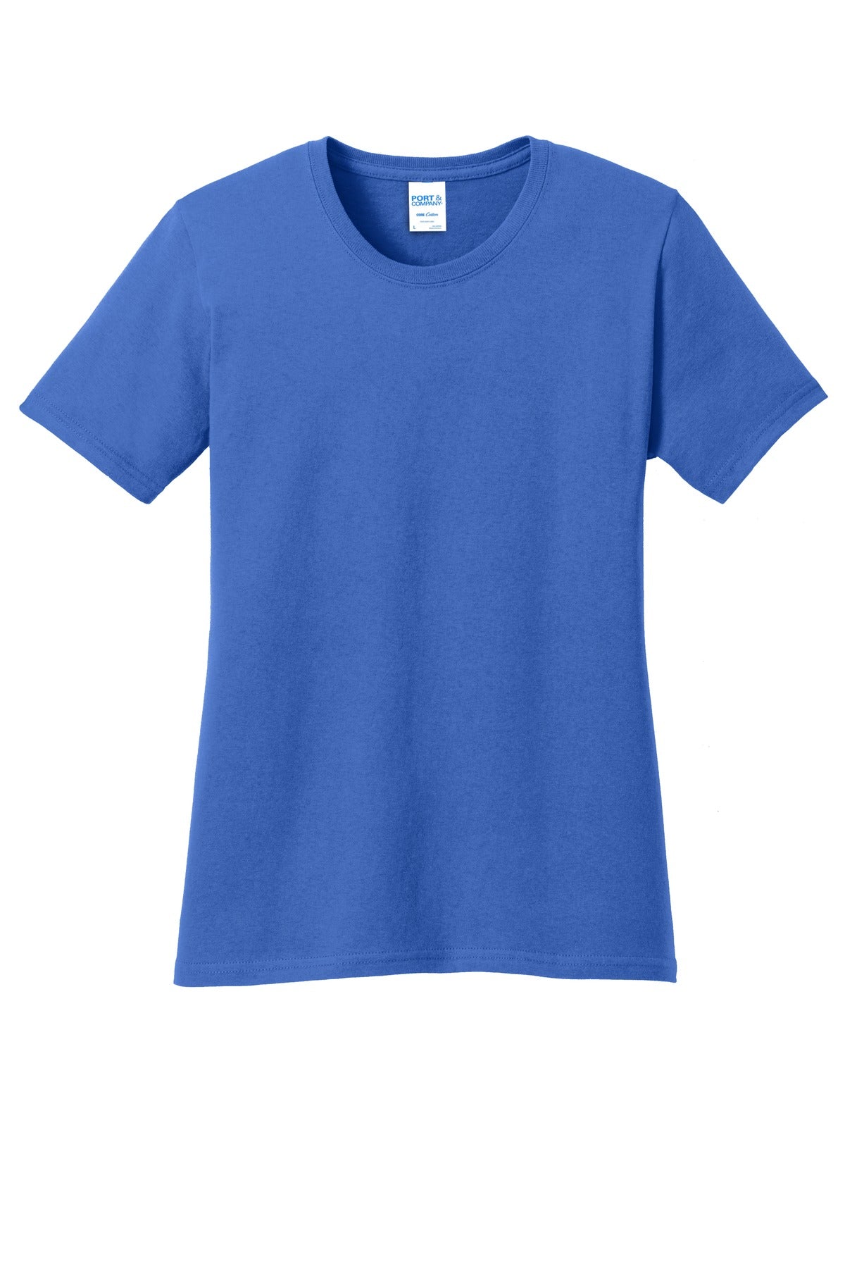 Front View of Royal Port & Company Women's Core Cotton Tee. LPC54