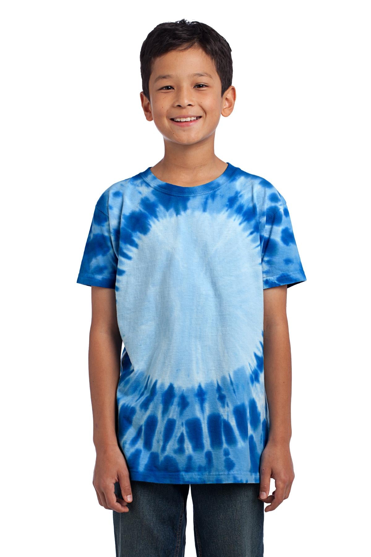 Front View of Royal Port & Company - Youth Window Tie-Dye Tee. PC149Y