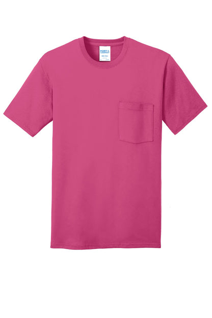 Front View of Sangria Port & Company Core Cotton Pocket Tee. PC54P