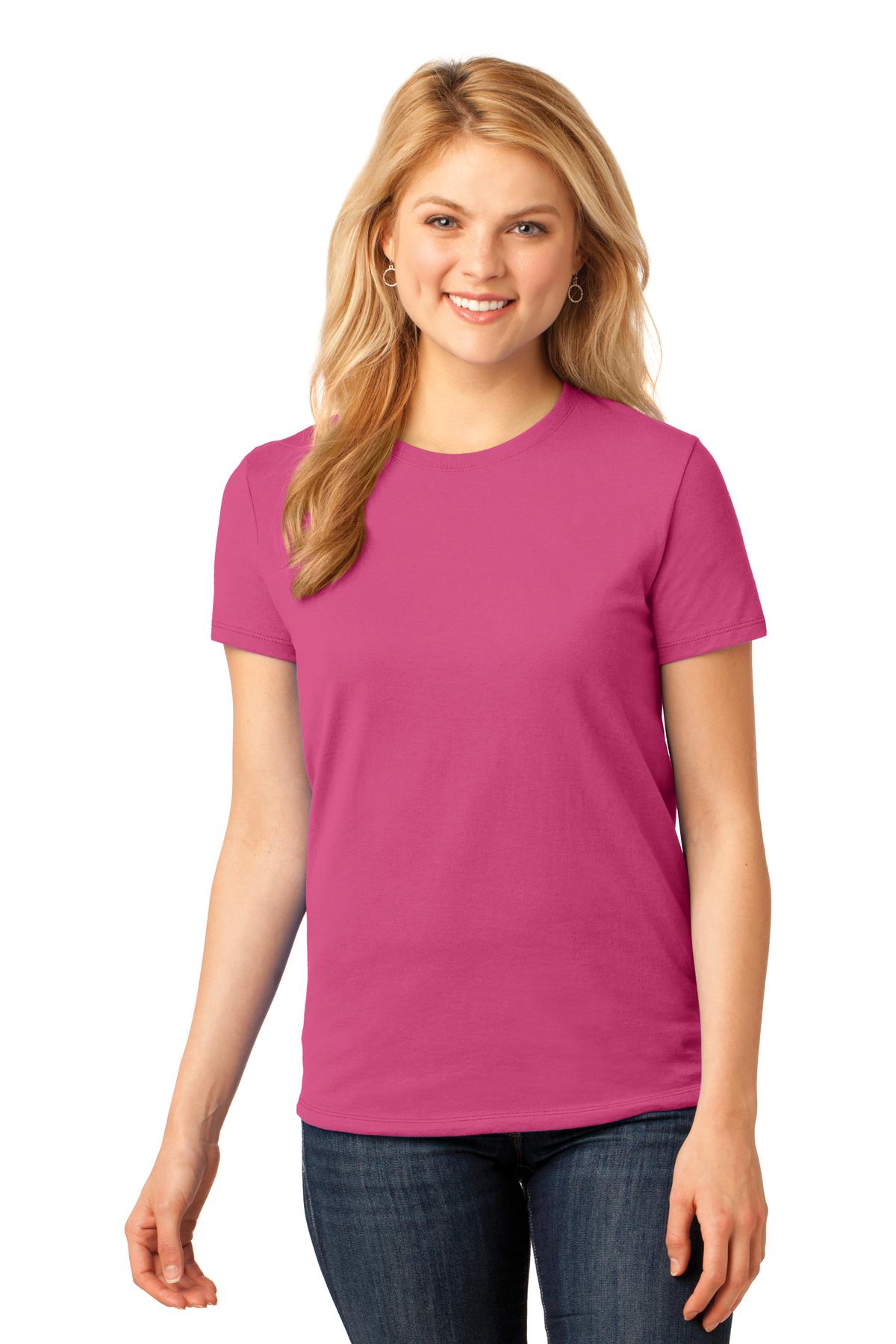 Front View of Sangria Port & Company Women's Core Cotton Tee. LPC54