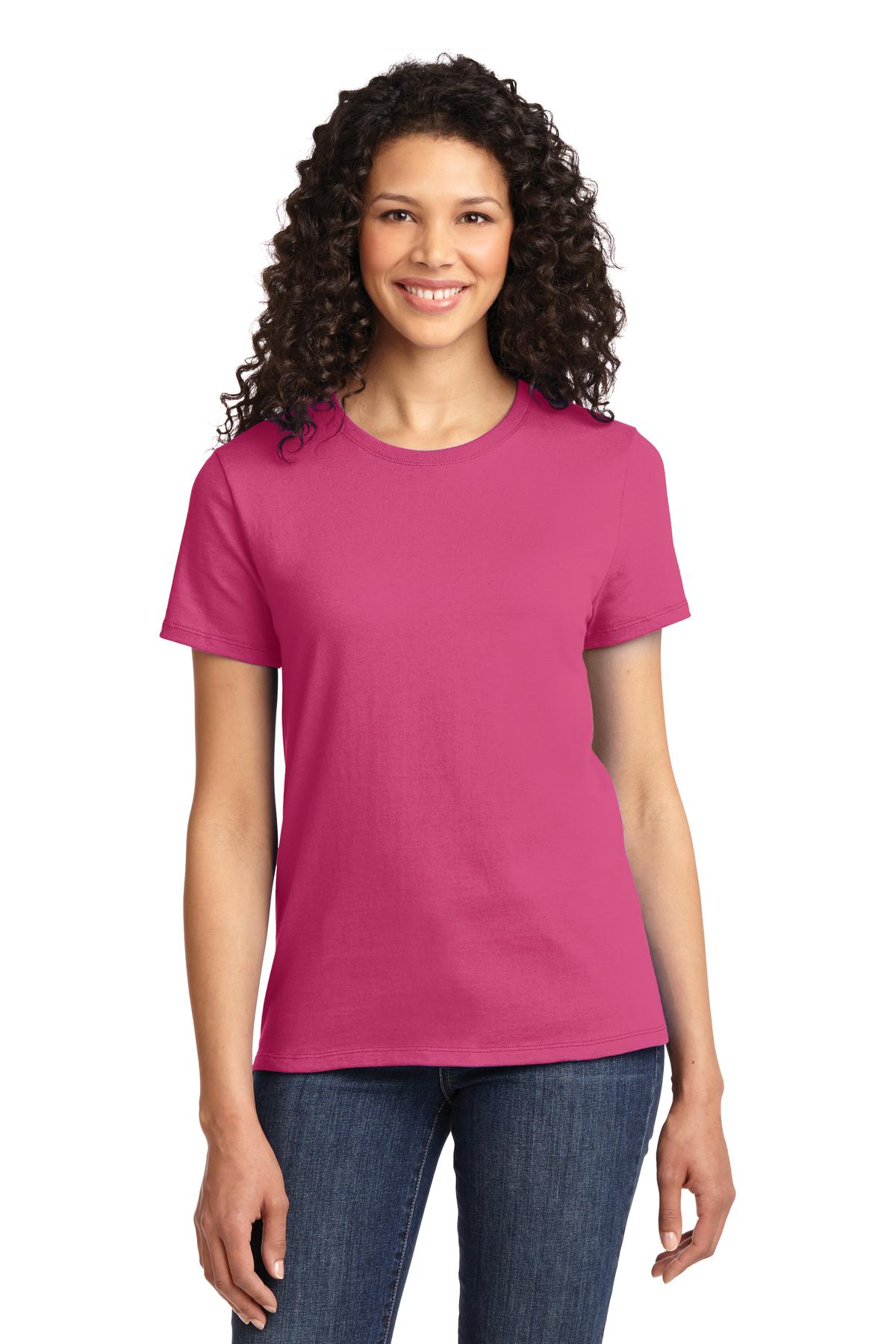 Front View of Sangria Port & Company Women's Essential Tee. LPC61