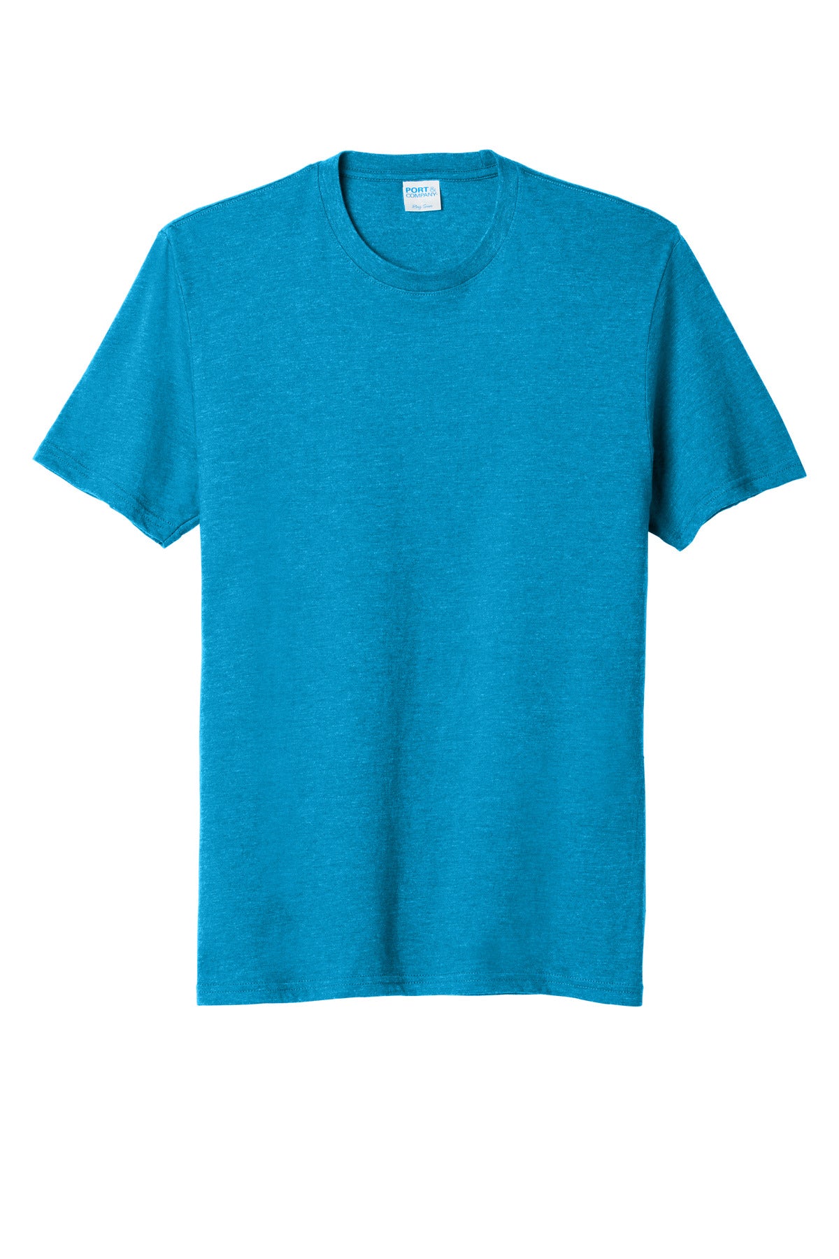 Front View of Sapphire Hthr Port & Company Fan Favorite Blend Tee. PC455