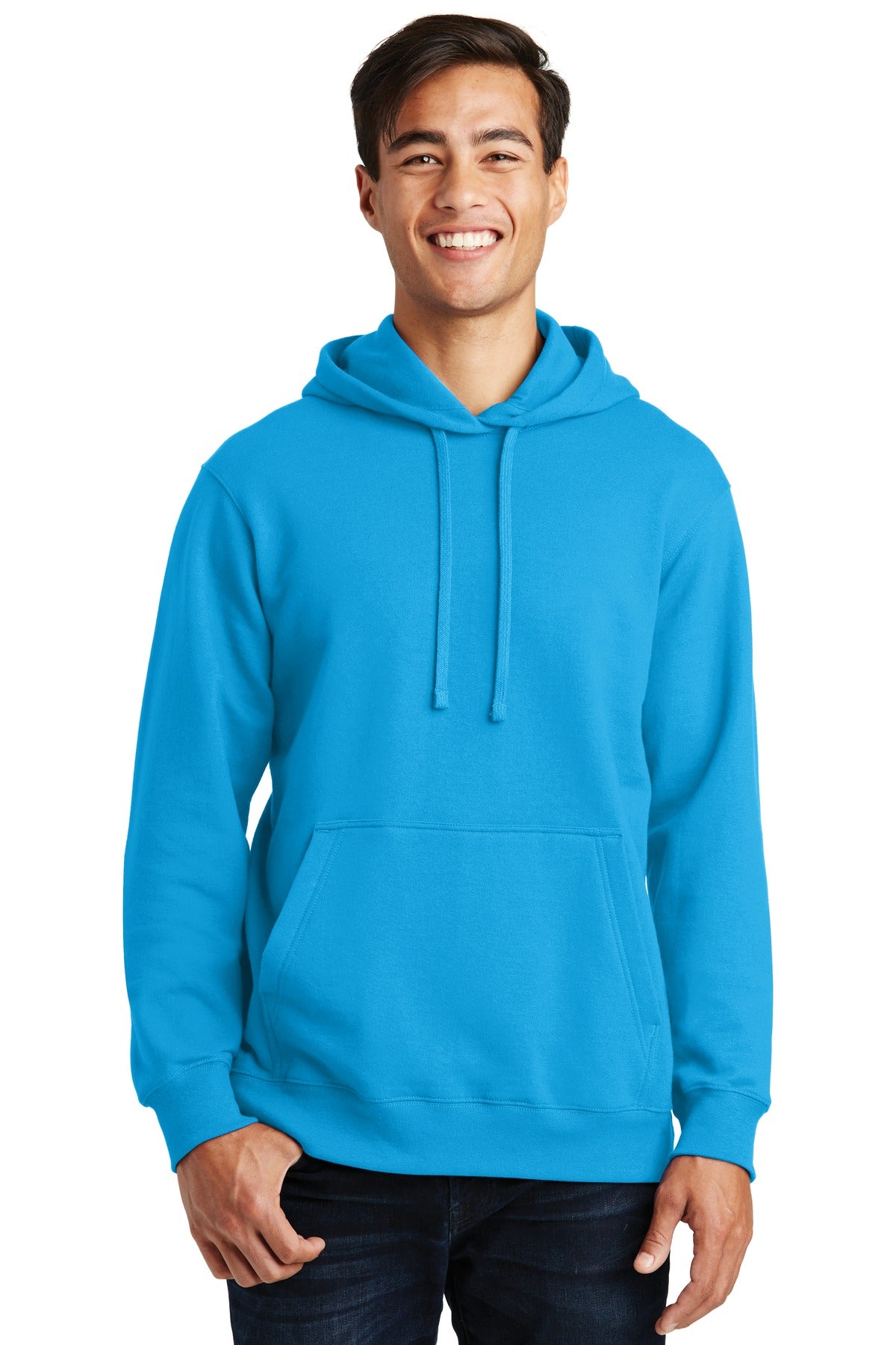Front View of Sapphire Port & Company Fan Favorite Fleece Pullover Hooded Sweatshirt. PC850H
