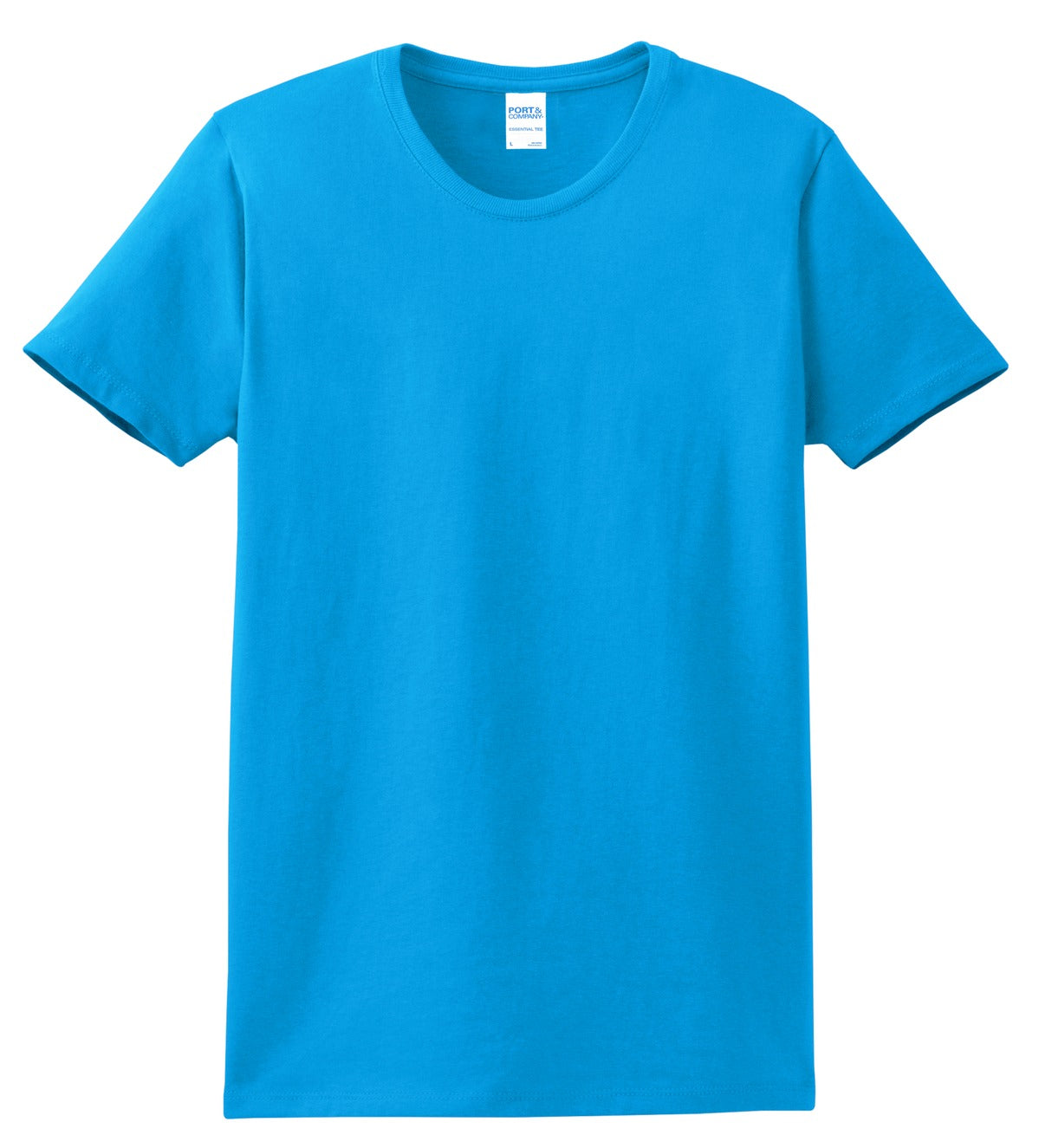 Front View of Sapphire Port & Company Women's Essential Tee. LPC61