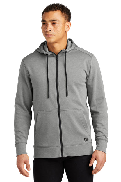 Front View of Shadow Grey He New Era Tri-Blend Fleece Full-Zip HoodieNEA511