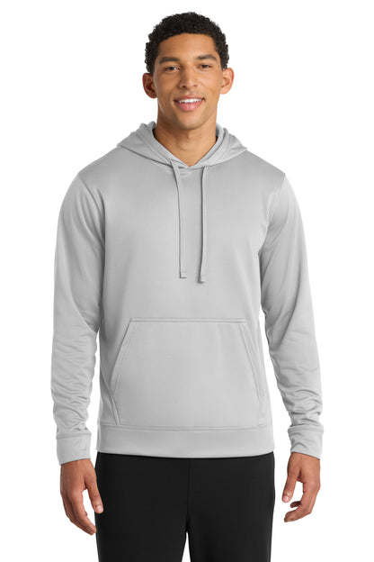 Front View of Silver Port & Company Performance Fleece Pullover Hooded Sweatshirt. PC590H