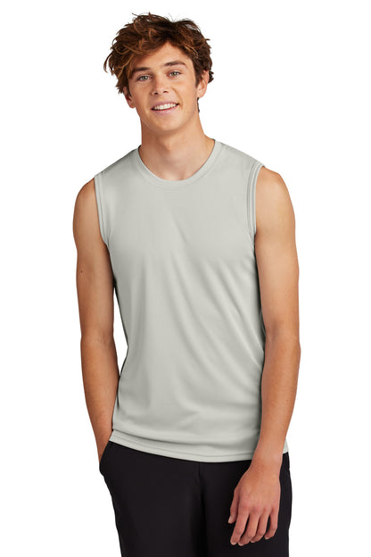 Front View of Silver Port & Company Performance Sleeveless Tee PC380SL