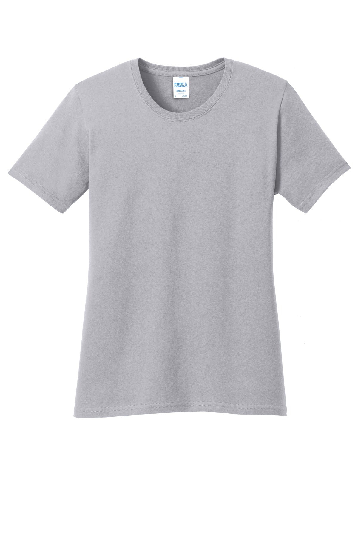 Front View of Silver Port & Company Women's Core Cotton Tee. LPC54