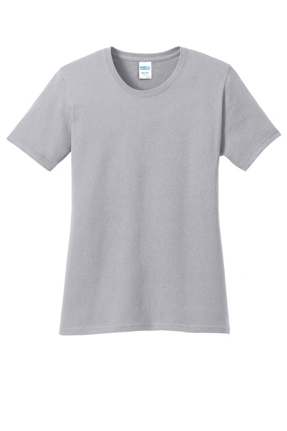 Front View of Silver Port & Company Women's Core Cotton Tee. LPC54