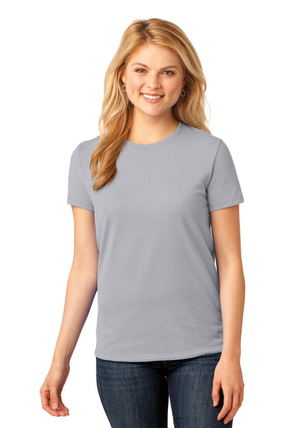 Front View of Silver Port & Company Women's Core Cotton Tee. LPC54