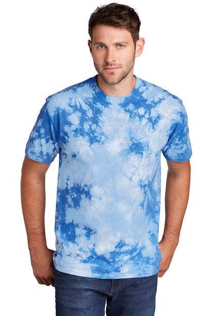 Front View of Sky Blue Port & Company Crystal Tie-Dye Tee PC145