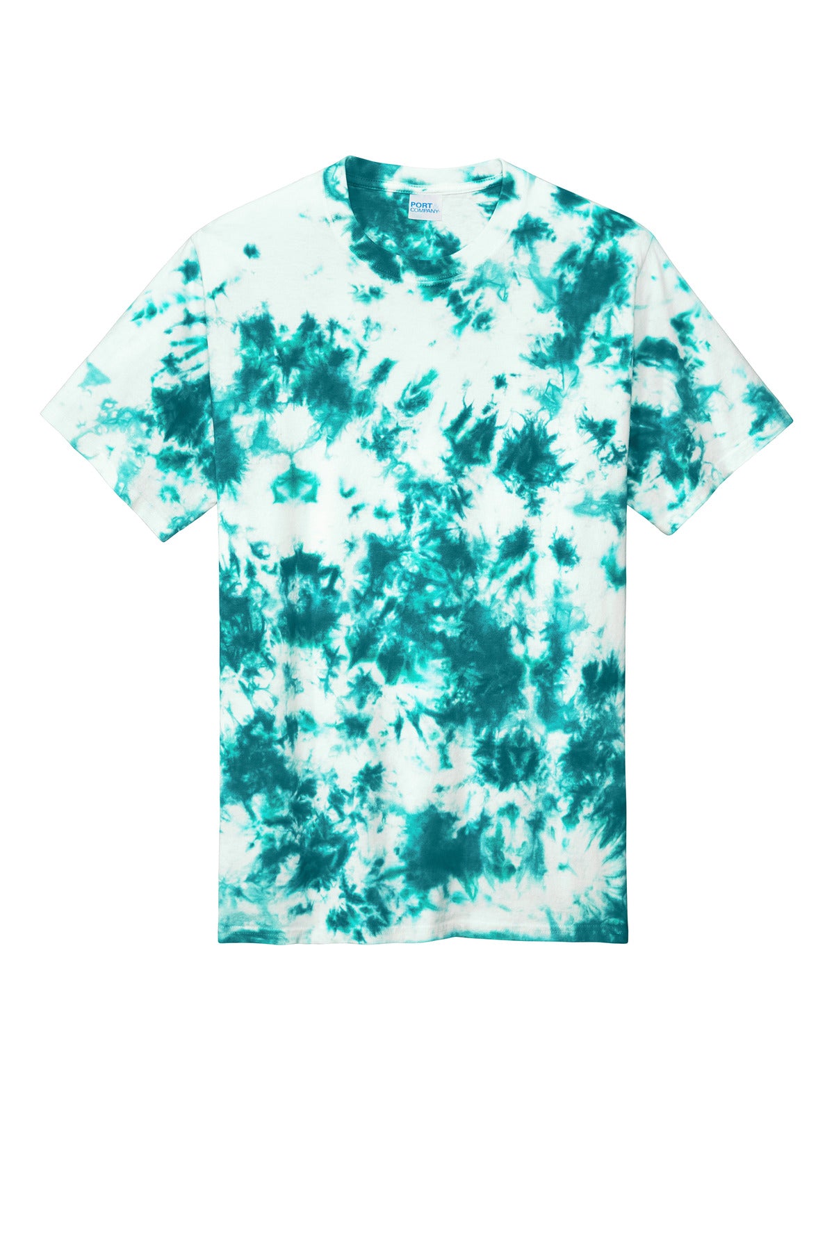 Front View of Teal Port & Company Crystal Tie-Dye Tee PC145