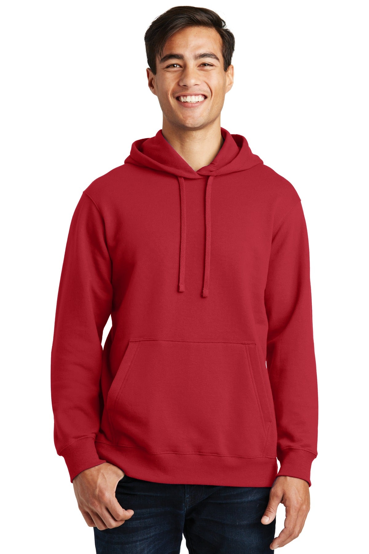 Front View of Team Cardinal Port & Company Fan Favorite Fleece Pullover Hooded Sweatshirt. PC850H