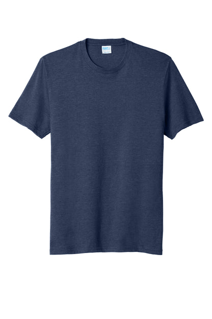 Front View of Team Navy Hthr Port & Company Fan Favorite Blend Tee. PC455