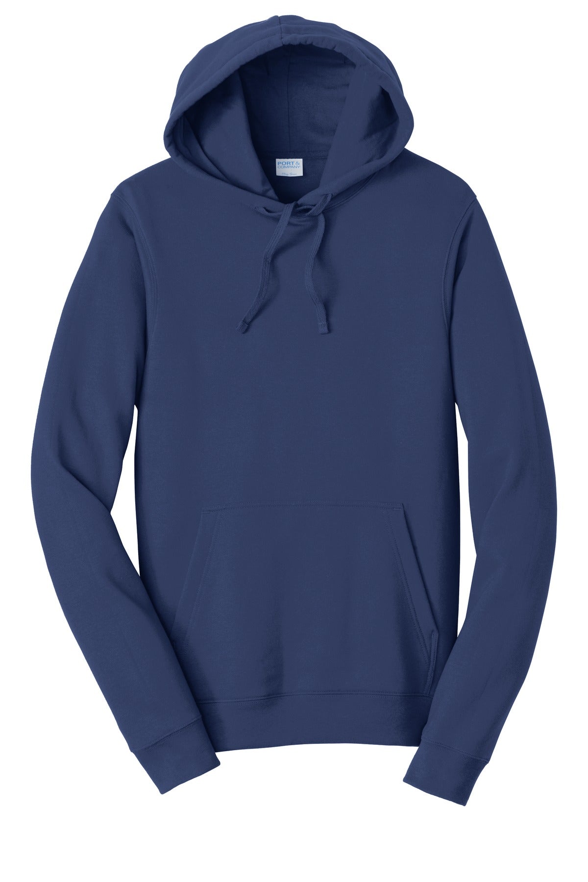 Front View of Team Navy Port & Company Fan Favorite Fleece Pullover Hooded Sweatshirt. PC850H