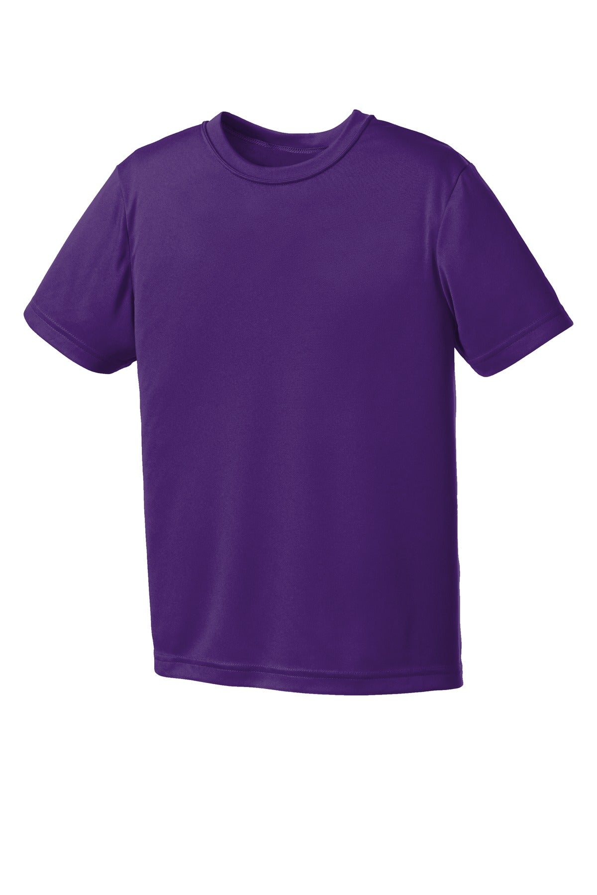 Front View of Team Purple Port & Company Youth Performance Tee. PC380Y