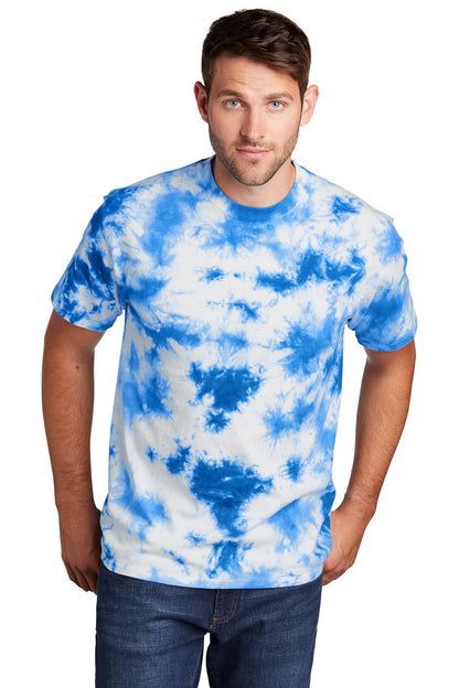 Front View of True Royal Port & Company Crystal Tie-Dye Tee PC145