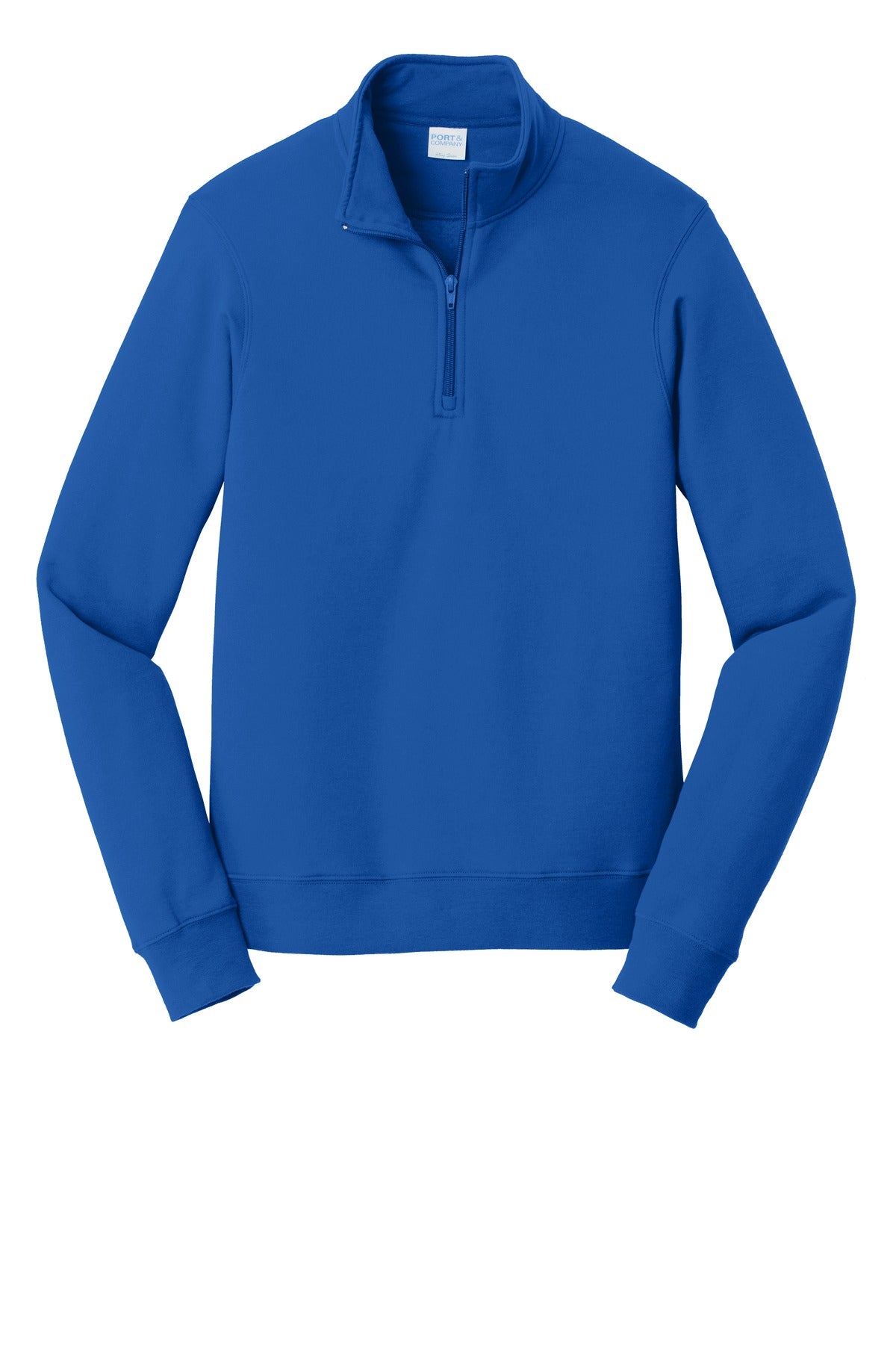 Front View of True Royal Port & Company Fan Favorite Fleece 1/4-Zip Pullover Sweatshirt. PC850Q