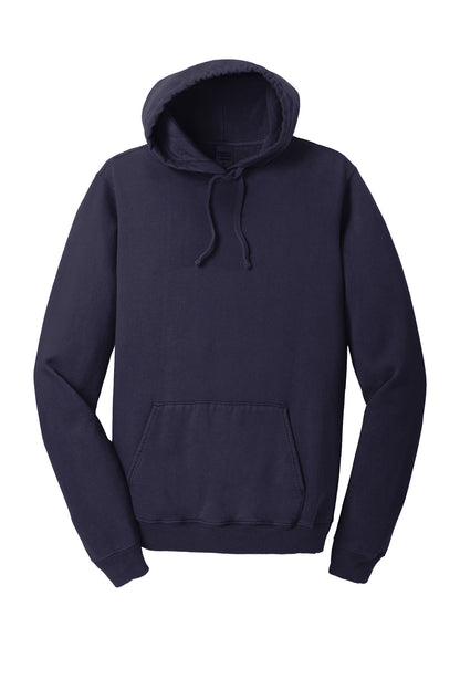 Front View of TrueNavy Port & Company Beach Wash Garment-Dyed Pullover Hooded Sweatshirt. PC098H