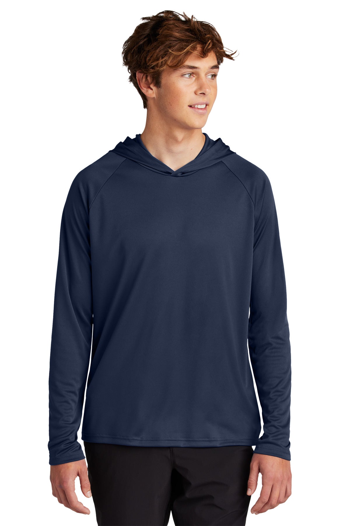 Front View of TrueNavy Port & Company Performance Pullover Hooded Tee PC380H
