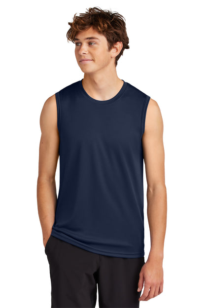 Front View of TrueNavy Port & Company Performance Sleeveless Tee PC380SL