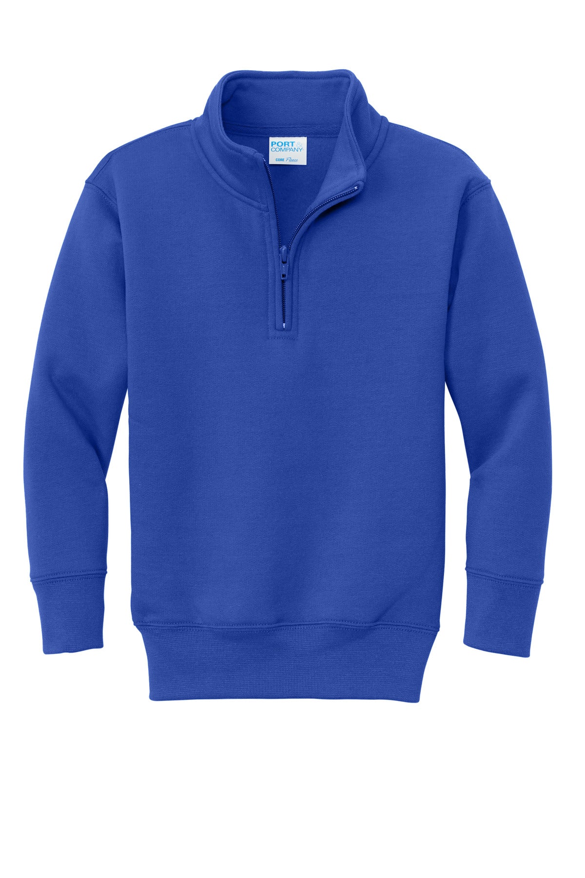 Front View of TrueRoyal Port & Company Youth Core Fleece 1/4-Zip Pullover Sweatshirt PC78YQ