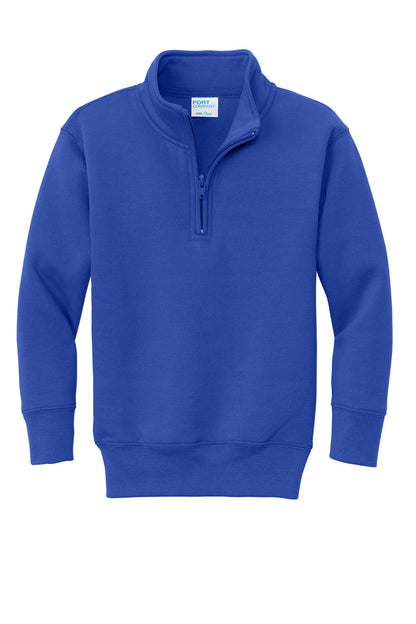 Front View of TrueRoyal Port & Company Youth Core Fleece 1/4-Zip Pullover Sweatshirt PC78YQ