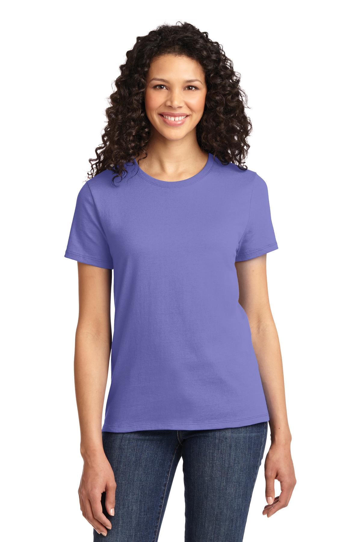 Front View of Violet Port & Company Women's Essential Tee. LPC61