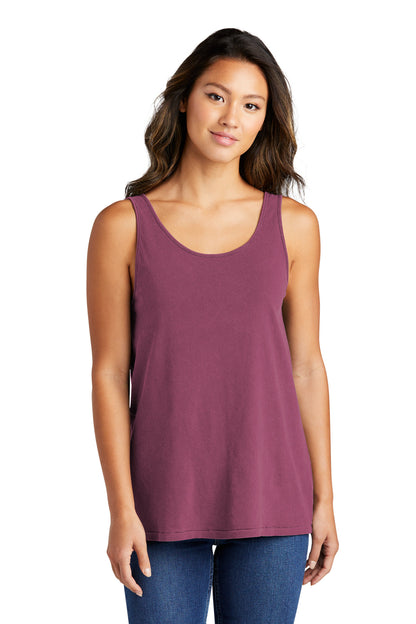 Front View of VtgRaspbry Port & Company Women's Beach Wash Garment-Dyed Tank LPC099TT
