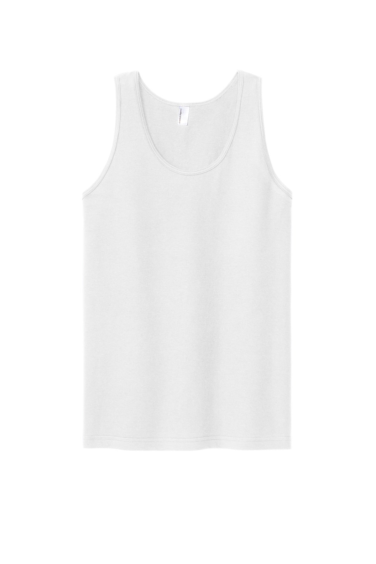 Front View of White American Apparel Fine Jersey Unisex Tank 2408
