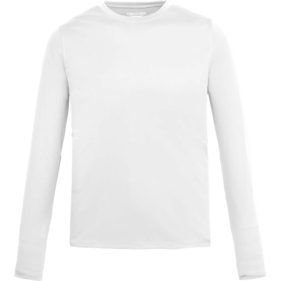 Front View of White DARA LS Tech Tee - Men's plain