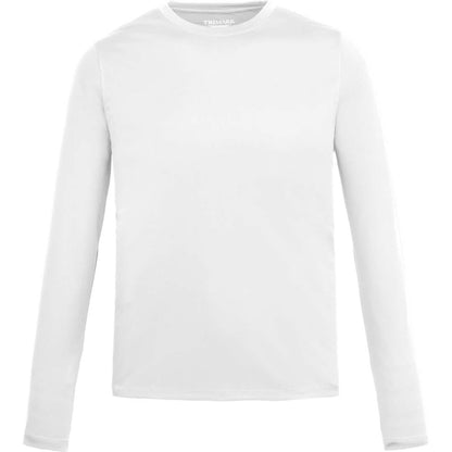 Front View of White DARA LS Tech Tee - Men's plain