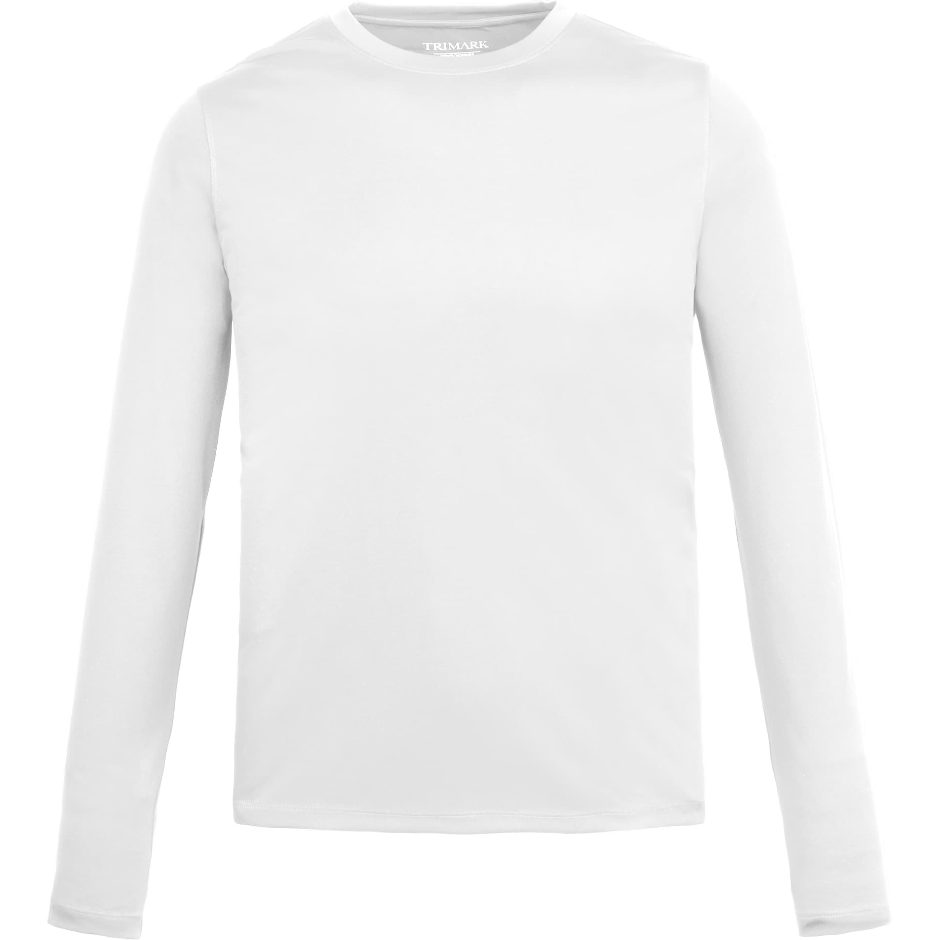 Front View of White DARA LS Tech Tee - Men's plain