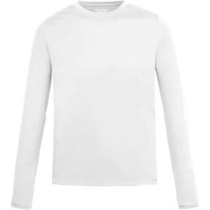 Front View of White DARA LS Tech Tee - Men's plain