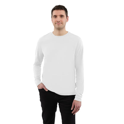 Front View of White DARA LS Tech Tee - Men's plain
